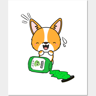 Cute Corgi Spilled Wasabi sauce Posters and Art